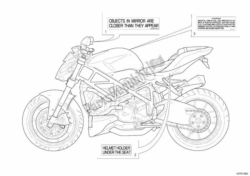 All parts for the Label, Warning of the Ducati Streetfighter 848 USA 2014